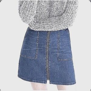 Madewell Utility Denim Full Front Zipper Women's XS (0-2)‎ Mini Skirt Jean